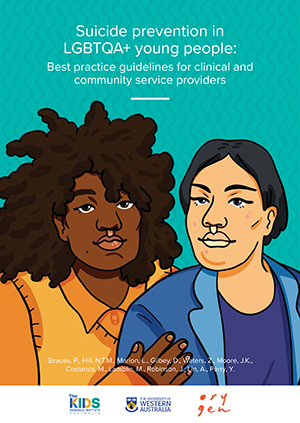 The cover of the LGBTQA+ suicide prevention guidelines