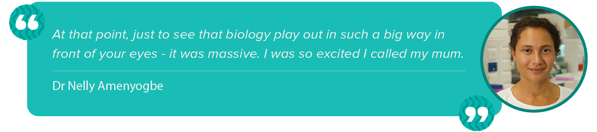 “At that point just to see that biology play out in such a big way in front of your eyes – it was massive. I was so excited I called my mum,” Dr Amenyogbe said.